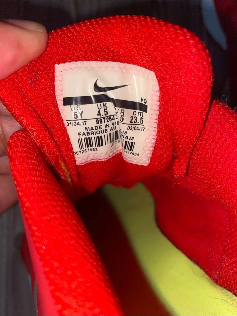 Nike Red and White Running Sneakers Size 5Y